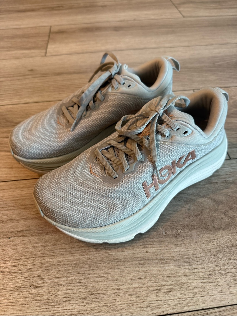 Hoka Gaviota 5 Women’s 7B Harbor Mist Rose Gold Running Shoes